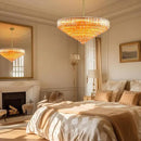 30" Modern Dining Room Chandeliers, 13-Light Amber Crystal Chandeliers, Dimmable Blown Glass Chandelier for Living Room, Round Glod Large Chandelier for High Ceiling, Bedroom, Entryway, Staircase by CozyNest Decor