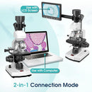 Microscope for Adults with 40X-2500X Magnification, Dual-View Research-Grade Compound Monocular Microscopes with 7'' LCD Screen, Wide-Field 10X 25X Eyepiece, Built in 5MP Camera, Dual Illumination by TinyTreasures Baby Boutique