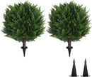 22''T Artificial Cedar Topiary Ball Tree 2 Pack, Outdoors Artificial Shrubs Faux Plants Uv Rated Perfect for Outdoor, Indoor - Easy to Install. by GreenHaven Gardens