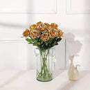 Gold Fake Roses Artificial Flowers - 10 Pcs Fake Artificial Roses Silk Flowers with Stems for Home Wedding Hotel Office Centerpiece Decor by CozyNest Decor