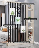 Wall Room Divider, Storage Cabinet Storage Display with Shelves, Modern Freestanding Wood Room Divider Screen, Wall Privacy Screens for Home Decorative (Beige+Black,55" L x 9.5" W x 79.5" H) by CozyNest Decor