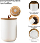 White Canister Sets for Kitchen, 3pcs Ceramic Canisters with Airtight Wooden Lid, Food Storage Jar, Large Kitchen Storage Containers for Serving Coffee Beans, Tea, Sugar, Salt, Spices by CozyNest Decor