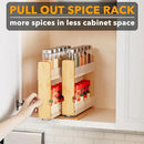 SpaceAid Bamboo Pull Out Spice Rack Organizer for Cabinet, Heavy Duty Slide Out Seasoning Kitchen Pantry Sliding Vertical Organization, 5.1" Wide, 2 Drawers(2" Wide), 2-Tier, Natural by CozyNest Decor