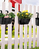 vensovo Metal Railing Planter for Outdoor Plants - 5 Pack Balcony Hanging Flower Pots with Detachable Hooks and Drain Holes Oval Bucket Rail Box Fence Planters for Home Garden Decor, Black by GreenHaven Gardens