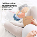 Organic Nursing Pads - 14 Washable Viscose Derived from Bamboo Breastfeeding Pads, Wash Bag, Reusable Breast Pads for Breastfeeding, Nipple Pads for Breastfeeding Essentials (Sweetheart, L 4.8") by TinyTreasures Baby Boutique