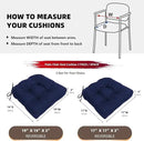 RACE LEAF Outdoor Seat Cushions Set of 2, 19" x 19" Square Patio Cushions, Plump Filling Tufted Water-Resistant Olefin Chair Seat Cushion with Ties for Non-Slip Support, Navy by GreenHaven Gardens