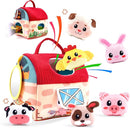 Baby Toys 6-12 Months, Soft Barn Toy with 6 Stuffed Farm Animals, Rattle, Crinkle, Mirror, Sensory Toys for Toddlers 1-3, 6 7 8 9 10 Month Old Baby Toys, Montessori Toys Gift for 1 Year Old Boy Girl by TinyTreasures Baby Boutique