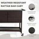 Grand patio Outdoor Wicker Bar Cart, Outdoor Bar Table with Stainless Steel Tabletop, Patio Kitchen Island Grill Cart with Storage Cabinet and 4 Hooks by CozyNest Decor