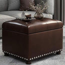 24'' Leather Storage Ottoman Rectangular Foot Rest Stool with Nailhead Trim for Bedroom Living Room(Dark Brown) by CozyNest Decor
