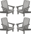 Adirondack Chairs Set of 4, Outdoor Fire Pit Chairs, HDPE All-Weather Adirondack Chairs with Cup Holder, Lawn Chair for Deck, Patio, Garden (Grey) by GreenHaven Gardens