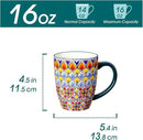 vancasso 16 oz Coffee Mugs Set of 6, Large Ceramic Mug with Handle, Boho Coffee Cups for Latte, Cappuccino & Hot Chocolate, Dishwasher & Microwave Safe Gift Set, Series SIMI by CozyNest Decor