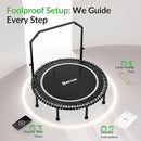 BCAN 40"/48" Mini Rebounder Trampoline for Adults with Bar, 450/550LBS Fitness Trampoline with Bungees, Adjustable Handle, Stable & Quiet, Indoor Outdoor, Whole-Body Workout & Relaxation at Home by TinyTreasures Baby Boutique