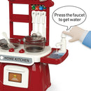 Kitchen Set for Toddler with Sound and Light，Pretend Cooking Food Set,Kids Kitchen Playset，Play Sink with Running Water and Electronic Induction Stove，Kitchen Accessories (red Kitchen Set) by TinyTreasures Baby Boutique
