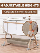 Baby Bassinet, Bassinet Bedside Sleeper with Waterproof Bassinet Sheets and Soft Mattress, Safe Adjustable Height Bedside Bassinets with Wheels, Girl/Boy Bassinets, Khaki by TinyTreasures Baby Boutique