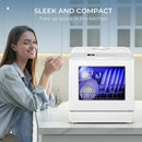 EUHOMY Portable Dishwasher Countertop Dishwasher, Mini Dishwasher Countertop with 5L Built-in Water Tank with 6 Modes, White, Table top dish washer with Baby Care for Apartment & RVs, No Hookup Needed by CozyNest Decor