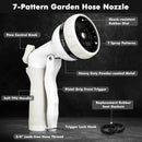 RESTMO Garden Hose Nozzle, Heavy Duty Metal Water Hose Nozzle with 7 Adjustable Spray Patterns, High Pressure Hand Sprayer with Flow Control, Best for Watering Plant & Lawn, Washing Car & Pet, White by GreenHaven Gardens