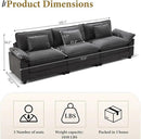 URRED Modular Sectional Sofa Comfy Cloud Couch, Modern Velvet Sofa Sleeper Deep Seat Couches with Ottoman/Pillows for Living Room (Dark Gray, 117'') by CozyNest Decor