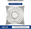HWY 50 Grey Gray Decorative Throw Pillow Covers 18x18 Inch (1 Piece), Modern Embroidered Cotton Farmhouse Cushion Cover Pillow Case for Couch Living Room Bed Sofa, Sunflower by CozyNest Decor