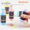 Shuttle Art 40 Pack Pastel Acrylic Paint Set, 30 Colors, 60ml/2oz Bottles, High Viscosity, Water-proof With 10 Paint Brushes for Painting &Crafting on Canvas, Rock, Ceramic, Fabric, Clay by TinyTreasures Baby Boutique