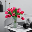 Rose Red Artificial Tulips, 2 Bundles 14Pcs, Fake Tulips Artificial Flowers, 2 x 2.4 Inch Large Flower Head Big Tulip, Easter Valentine's Day Mother's Day Home Decoration Flowers by CozyNest Decor