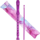 Recorder Instrument for Beginner Kids Adults,8-Hole Soprano Descant Recorder Music Flute with with Cleaning Rod & Leather Case For School Student Home Entertainment(2-Purple Blue Splash-ink) by TinyTreasures Baby Boutique