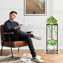 KMOTASUO 2 Tier Plant Stands Indoor, 30 Inch Tall Metal Corner Plant Stand, Modern Flower Shelf Pot Holder Planter Display Rack for Living Room Balcony Patio Garden(Black)