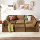 mopio Oversized Modular Sectional Sofa with Fully Removable Covers and Storage, Convertible U, L-Shaped and Sleeper Sectional, Modern Couches with Ottoman Chaise (Hazelnut Velvet, 9 Seats, Sleeper) by CozyNest Decor