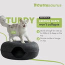 Cattasaurus Peekaboo Cat Cave, Extra Spacious for Multiple & Large Cats 12+ lbs, Scratch Detachable Beds for Indoor Cats, Washable Tunnel Bed, Comfy Cat Donut Tunnel (Light Gray+Dark Gray, Jumbo) by CozyNest Decor