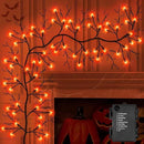 7 Ft Halloween Decorations Willow Vine Twig Garland with 8 Modes Timer 63 LED Orange Lights, Halloween Garland with Waterproof Battery Operated for Wall Fireplace Decorations Indoor Outdoor by CozyNest Decor