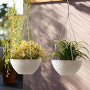 LA JOLIE MUSE Hanging Planters for Outdoor Plants, Large Hanging Planter with Drain Holes, Outdoor Hanging Flower Pots, White Stone, Honeycomb (13.2 Inch, Set of 2) by CozyNest Decor