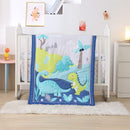 Wowelife Dinosaur Crib Bedding Set for Boys Blue, Premium 3-Piece Baby Bedding Set, Nursery Crib Set, Newborn, Infant & Toddler Nursery Bed Set, Blue Dinosaur by TinyTreasures Baby Boutique