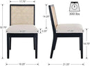 VESCASA Upholstered Dining Chairs with Square Rattan Back, Armless Padded Linen Cushion Dining Chairs with Wood Legs for Dining Room, Kitchen, Set of 2, Black Frame by CozyNest Decor