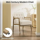Linen Accent Chair, Mid Century Modern Chair for Living Room, Upholstered Comfy Lounge Armchair with Solid Wood Frame, Reading Side Chair for Bedroom,105°Ergonomic Comfort, White by CozyNest Decor
