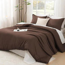Litanika Brown Comforter Set Queen Size, 3 Pieces Lightweight Solid Bedding Comforter Set, All Season Fluffy Bed Set (90x90In Comforter & 2 Pillowcases) by CozyNest Decor