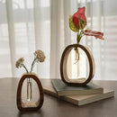 Modern Wooden Glass Test Tube Vase - Desk Plant Decor, Suitable for Home and Office Use by GreenHaven Gardens