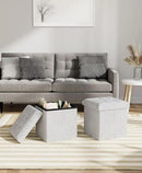 15 Inches Small Folding Storage Ottoman Cube, Storage Footrest, Foot Rest Stool, for Living Room, Bedroom, Dorm, Hallway, Entryway, Light Gray by CozyNest Decor