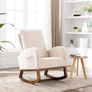 Dolonm Rocking Chair Mid-Century Modern Nursery Rocking Armchair Upholstered Tall Back Accent Glider Rocker for Living Room (Beige) by TinyTreasures Baby Boutique