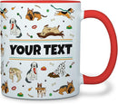 Personalized Mug for Kids - Dogs - Custom Name/Text, Ceramic Hot Chocolate/Cocoa/Coffee Cup for Boys/Girls, Birthday/Christmas/Holiday Gift - 11 oz, Red Handle by TinyTreasures Baby Boutique