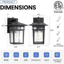 Outdoor Wall Lantern, Exterior Lighting Fixtures Wall Mount, 2 Pack Black Outdoor Sconce with Seeded Glass, Dusk to Dawn Exterior Porch/Patio Lights for House Front Door Garage by GreenHaven Gardens