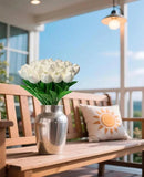 15pcs White Tulips PU Artificial Flowers Real Touch Fake Tulips for Spring Easter Home Kitchen Wedding Bouquet Bulk Mother's Gift Day Decorations by CozyNest Decor