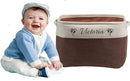 Generic Personalized Kids' Storage Box - Brown, Customizable, Soft & Durable Cotton & Linen, Foldable, 14x9x1 inches by TinyTreasures Baby Boutique