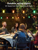 XMCOSY+ 48FT Smart Outdoor String Lights - RGBCWIC Dimmable Acrylic Bulbs, Color Changing LED Patio Lights APP WiFi Control, Compatible with Alexa, IP65 Waterproof Outside Lights for Yard Porch by CozyNest Decor
