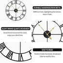 LEIKE 80CM Extra Large Wall Clock - 31" Oversize Modern Black Metal Roman Numeral Nearly Silent Little Ticking Battery Operated Wall Clocks for Living Room, Kitchen,Bedroom Farmhouse Home Decor by CozyNest Decor