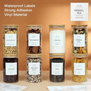8 Pack Glass Jar with Airtight Bamboo Lid and White 132 Kichen Pantry Labels Preprinted - 21 Oz Clear Round Glass Food Storage Containers set For Tea Coffee Sugar Spice by CozyNest Decor