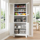 69" Tall Pantry Cabinet, Kitchen Storage Cabinet with 2 Glass Doors and Adjustbale Shelves, Freestanding Metal Cupboards for Dining Room, Living Room, Bathroom by CozyNest Decor