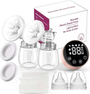 Electric Breast Pump, 3 Modes 9 Levels,Whisper-Quiet Electric Breast Pump, Anti-Backflow, Touchscreen LED，Portable for Home & Travel by TinyTreasures Baby Boutique