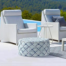 LVTXIII Outdoor Inflatable Ottoman, Fade-Resistant Round Footrest Stool D31”x H14”, Portable Patio Pouf for Garden Camping or Home Use, Boho Geometry Blue by CozyNest Decor