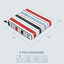 LVTXIII Patio Chair Cushions 19"x19"x3", Water-Repellent Outdoor Seat Cushions for Patio Furniture, Square Chair Pads with Ties for Home Garden Decoration, Set of 2, Stripe Red Blue by GreenHaven Gardens