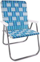 Lawn Chair USA Folding Aluminum Outdoor Patio Lawn Chair | Heavy-Duty Webbed Chairs for Camping, Sports, Beach, Yard & Tailgating | Lightweight Portable | Magnum - Sea Island with White Arms by GreenHaven Gardens