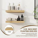 16 Inch Floating Shelves, 3D Textured Wood Grain, 16"x9.25"x1.5" Inch Deep Floating Shelves for Wall, Wooden Shelves for Bathroom, Bedroom, Living Room, Natural by CozyNest Decor
